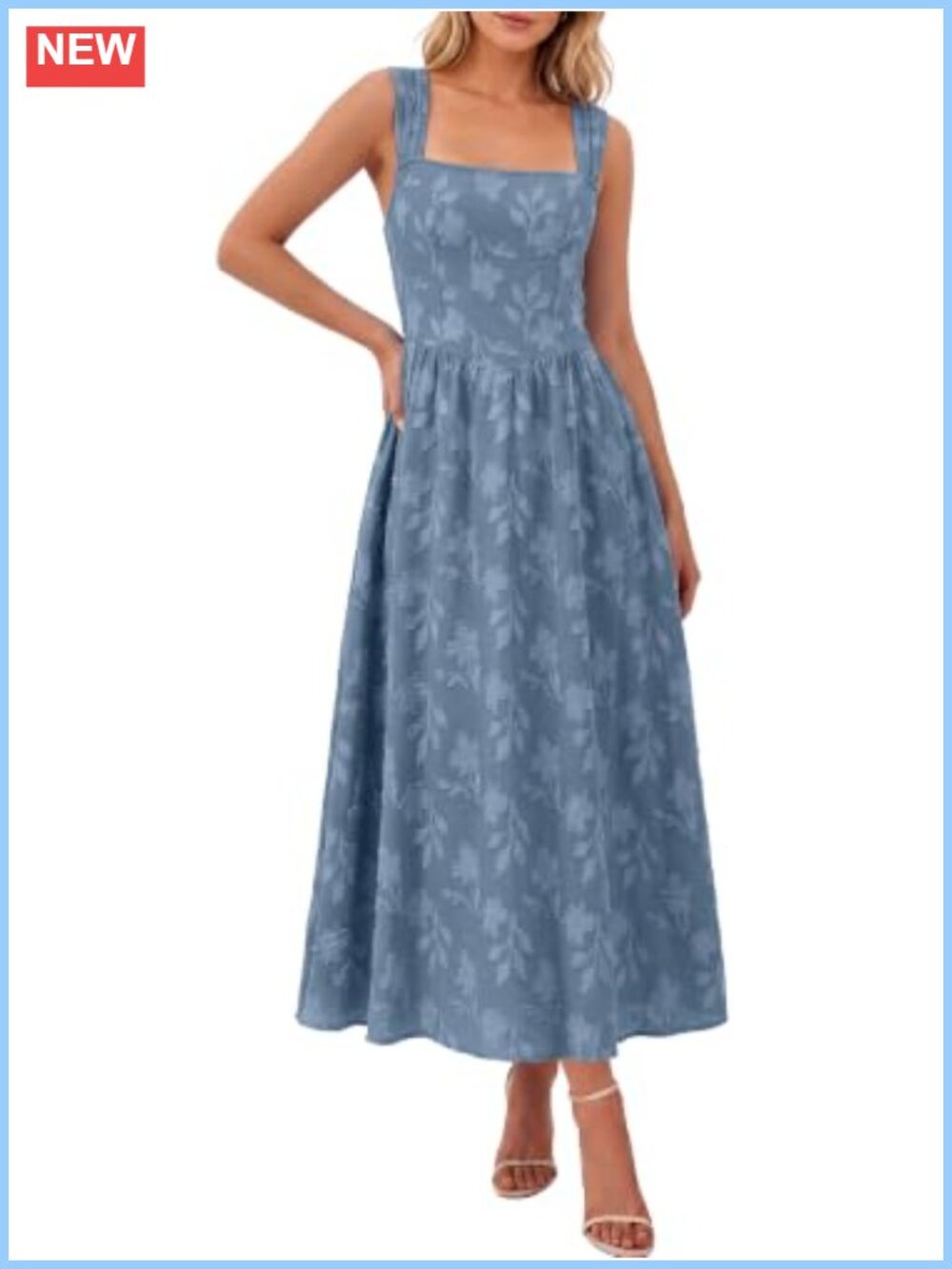 BerryGo Womens Flowy Sleeveless Square Neck Maxi Dress Burnout Floral